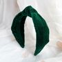 Dark Green Velvet Knot Headband, thumbnail 1 of 7