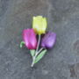 Tulip Yellow Purple And Pink Flower Brooch, thumbnail 3 of 4