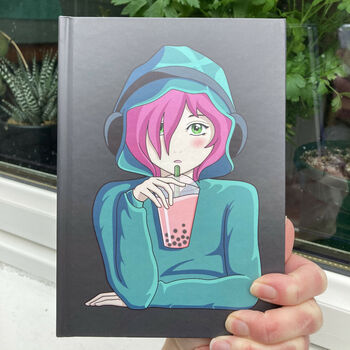 Personalised Anime Girl Hardback Journal Notebook, 5 of 6