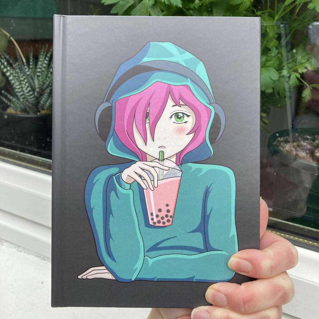 Personalised Anime Girl Hardback Journal Notebook By Flaming Imp |  