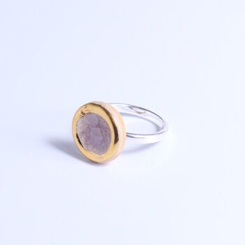 Sterling Silver, Ceramic, Glass And Gold Dawn Adjustable Ring, 4 of 7
