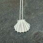 Clam Shell Silver Tone Pendant Necklace, thumbnail 2 of 4