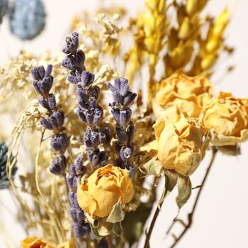 Yellow And Blue Dried Flower Posy, 6 of 8