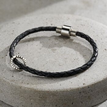 Men's Personalised Fine Leather Message Bracelet, 2 of 11