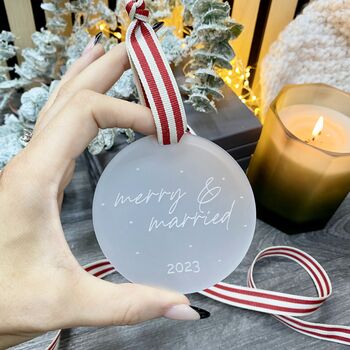Merry And Married Christmas Tree Decoration, 2 of 7