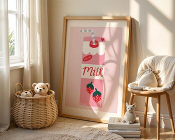 Strawberry Milk Art Print, 7 of 8