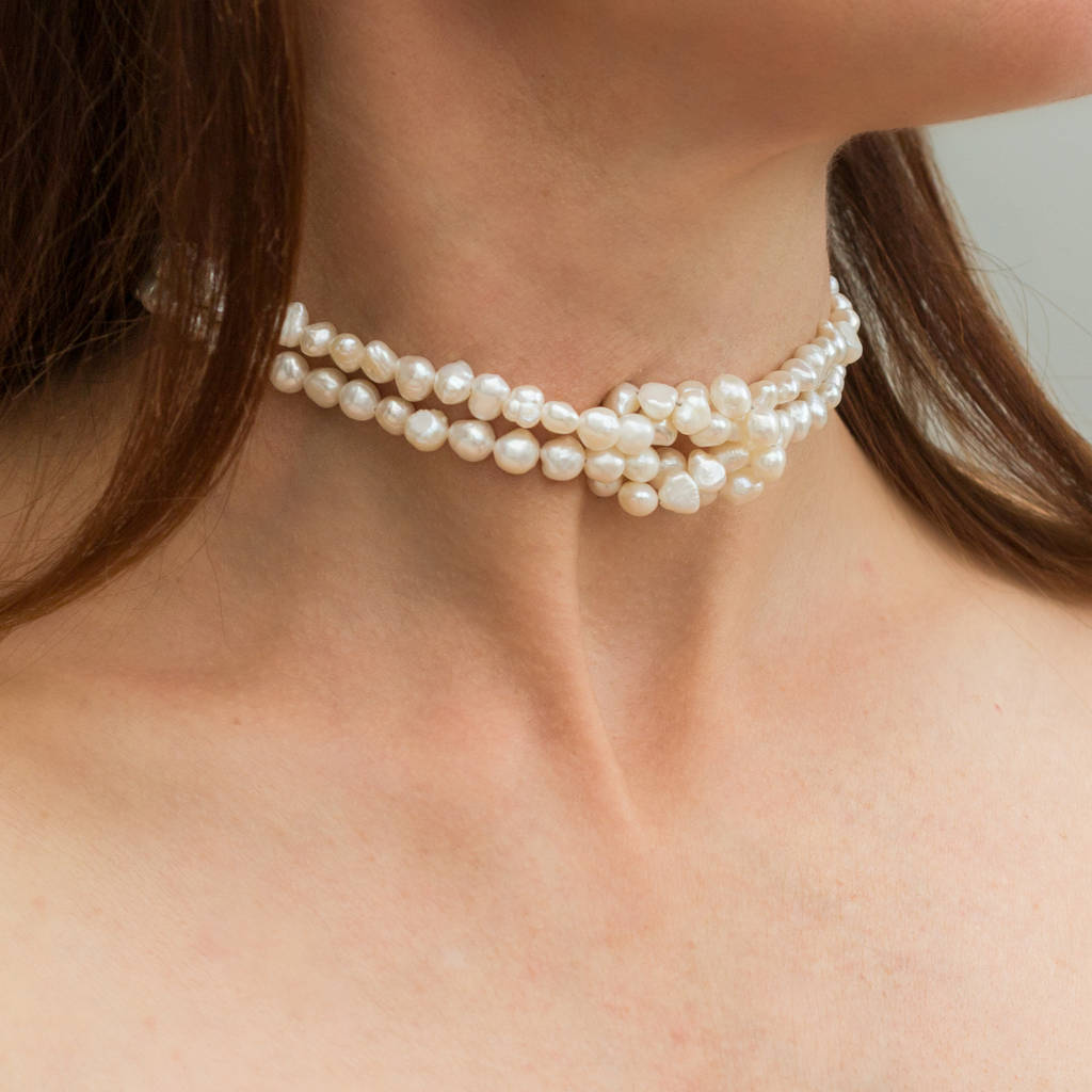 Pearl Love Knot Choker Necklace, 1 of 12