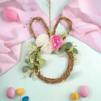 Light Up Rattan Carnation Bunny Wreath | Easter Decor, 6 of 6