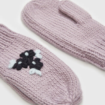 Forget Me Not Knitted Lilac Mittens, 5 of 5