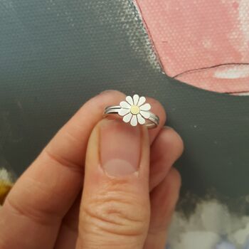 Teeny Daisy Ring In Silver And 18ct Gold, 2 of 4