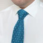 Men's Square End Knitted Tie With Dots Dark | Teal, thumbnail 5 of 5