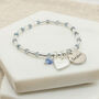 Personalised Stretchy Charm Bracelet In Silver And Blue, thumbnail 1 of 6
