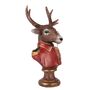 19cm Red Gentleman Stag Bust Ornament – Regal Deer Suit Figurine, thumbnail 3 of 12