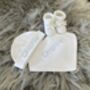 Personalised Newborn Baby Hat, Bib And Booties Gift Set, thumbnail 5 of 7
