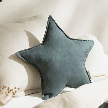 Organic Linen Star Cushion In Greige, 4 of 4