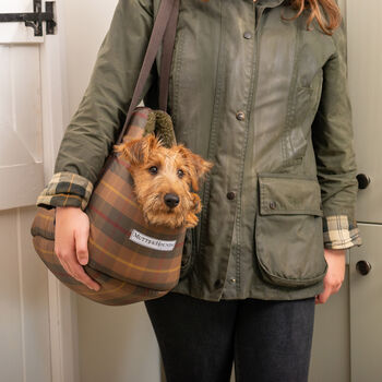 Tartan Wax And Olive Sherpa Dog Carrier, 4 of 4