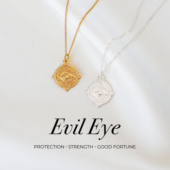 Evil Eye Charm Necklace Sterling Silver Protection, Good Luck, 2 of 9