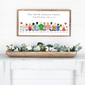 Personalised Family Tree Print And Pets In Panoramic, 3 of 12