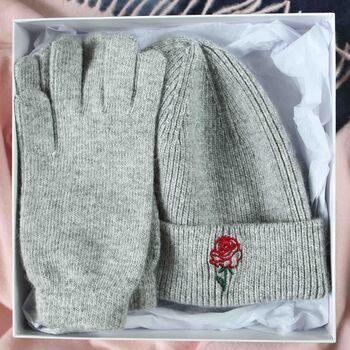 Birthday Flower Cashmere Wool Hat And Gloves Gift Set, 6 of 10