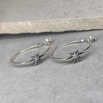 Sterling Silver North Star Hoops, 12 of 12