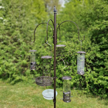 Bird Feeding Station With Five Feeders And Patio Stand, 2 of 10
