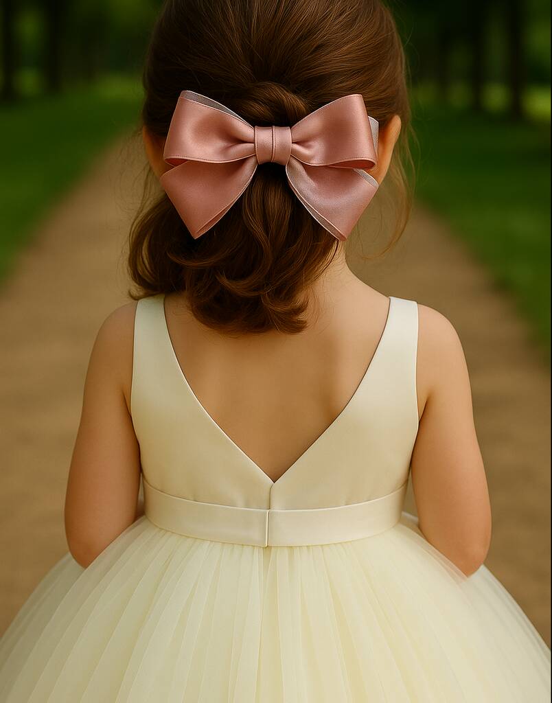 Sugar Rose Bow Barrette With A Pink Satin Drawstring Bag, 1 of 6