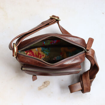 Brown Leather Pocket Crossbody Shoulder Bag, 4 of 5