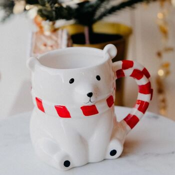 Polar Bear Ceramic Candy Cane Xl Mug, 2 of 4