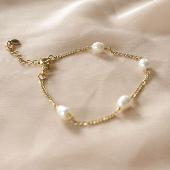 Personalised Freshwater Pearl Bracelet, 18 K Gold Plated, 4 of 5