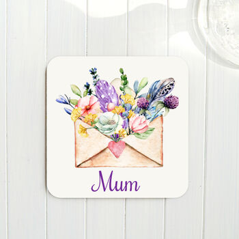 Personalised Flowers In An Envelope Coaster, 2 of 2