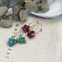 Chunky Natural Stone Star Pendant Hoop In Turquoise And Gold/Pink And Gold, thumbnail 1 of 4