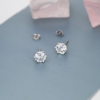 Simple Cz Crystal Stud Earrings In Sterling Silver, 2 of 12