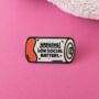 Low Social Battery Enamel Pin Badge, thumbnail 1 of 4