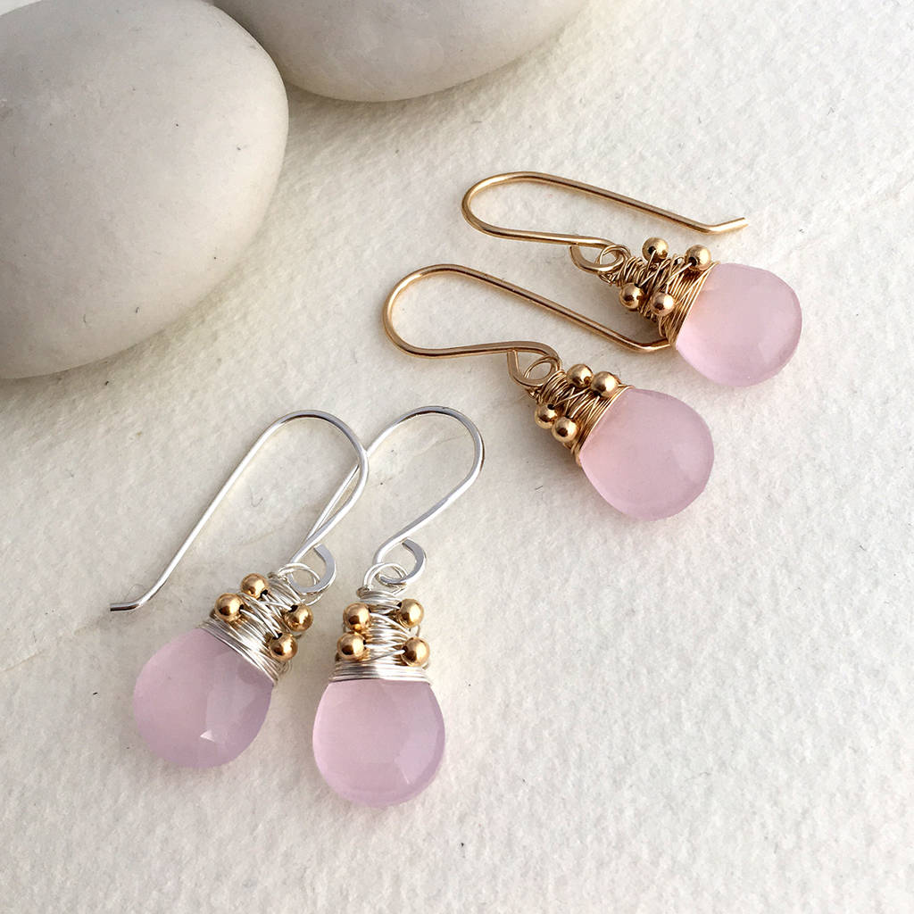 Rose Quartz Drop Earrings By Sarah Hickey | notonthehighstreet.com