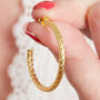 Gold Textured Hoops, Meduim Sized 18 K Gold Vermeil, thumbnail 7 of 9