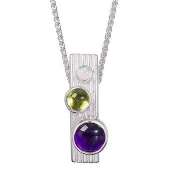 Whimberry Amethyst And Peridot Silver Orion Pendant, 5 of 6