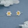 Sterling Silver Water Lily Stud Earrings With Gold Tone Centre, thumbnail 1 of 11