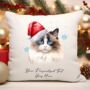 Personalised Christmas Cat Santa Hat Cushion Cover, thumbnail 9 of 11