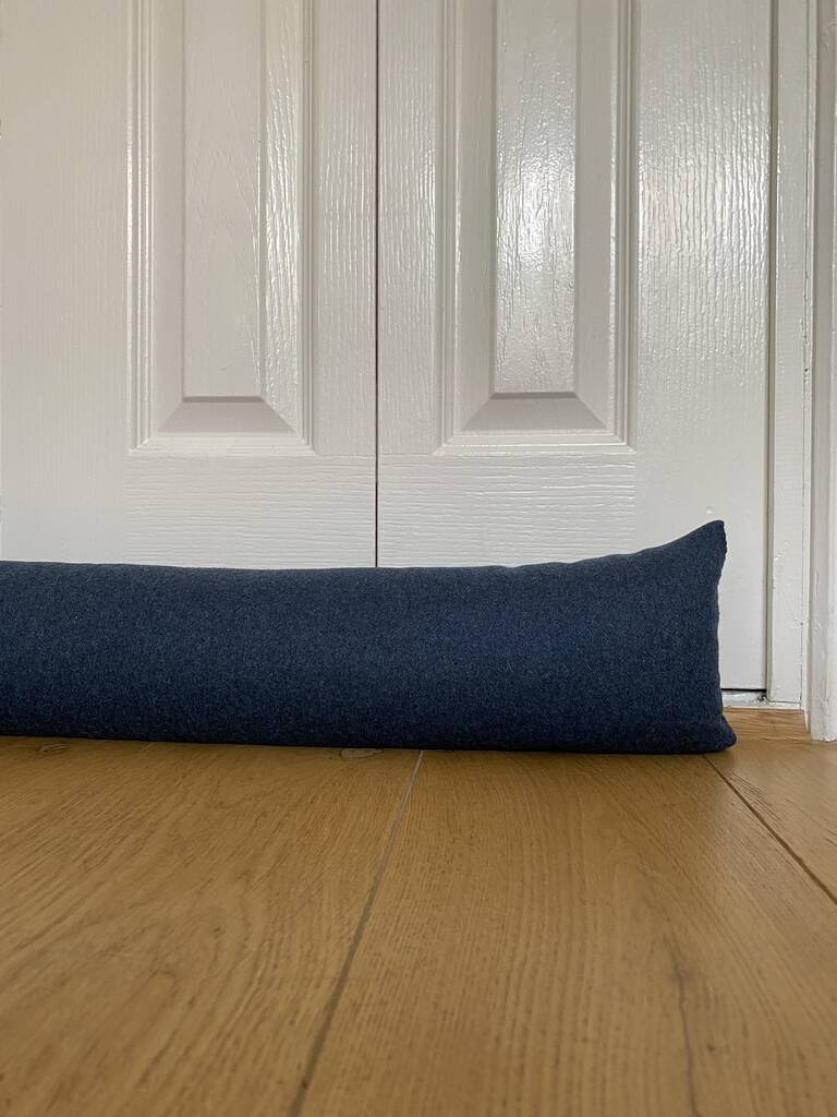 Blue Tweed Draught Excluder, Door Draught Stopper, 1 of 4