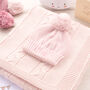 Toffee Moon Pale Pink Baby Blanket With Hat And Mittens, thumbnail 5 of 12