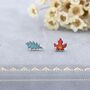 Sterling Silver Mismatched Enamel Maple Leaf And Oak Leaf Stud Earrings, thumbnail 4 of 12