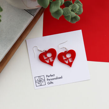 Love Heart Acrylic Red Earrings, 2 of 7