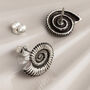 Sterling Silver Oxidised Fossil Studs, thumbnail 4 of 6