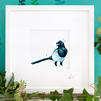 Inky Magpie Illustration Print, 8 of 12