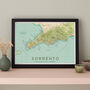 Framed And Personalised Sorrento Map Print, thumbnail 1 of 6