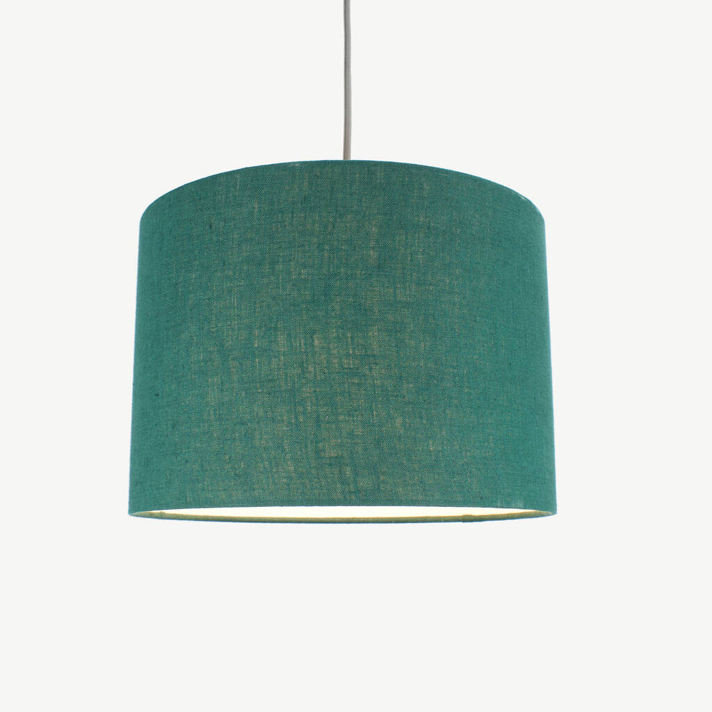 Linen Forest Green Lampshade By Tropikala