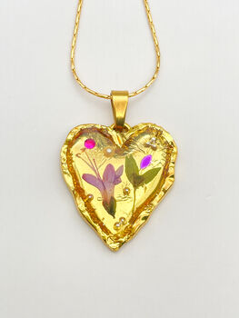 Heart Necklace With Mini Lilies And Crystals, 8 of 13
