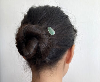 Oval Emerald Hair Stick In Solid Sterling Silver, 2 of 3