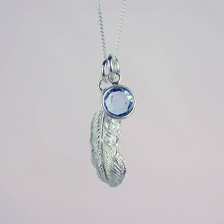 sterling silver feather birthstone pendant by joy by corrine smith ...