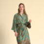 Cyan Tea; Silk Blend Kimono Dressing Gown, thumbnail 1 of 9